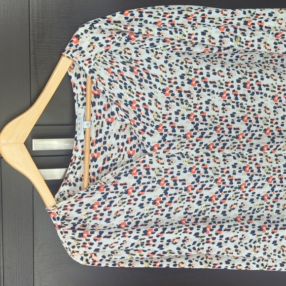 Chaus Red & Blue Asymmetrical Long Sleeve Blouse Front Tie Detail Blouse - L NWT - Picture 4 of 9